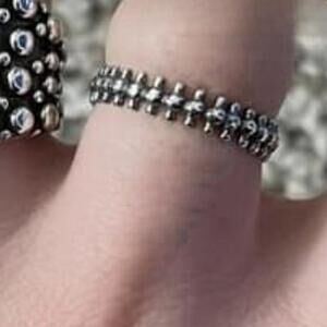 NEW BOHO SOL women's triple ball stamped sterling band ring in silver